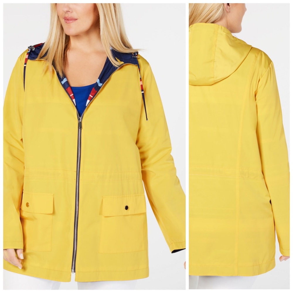 0X 1X 2X Charter Club Yellow Reversible Anorak Jacket Plus Size - Picture 2 of 9